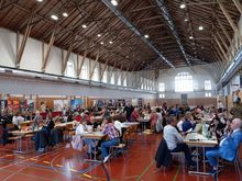 The sports hall in the military barracks in Bern was turned into a refectory where we had meals
