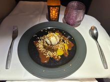 Warm praline cookie with hazelnut ice cream