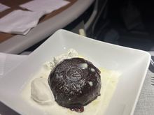 Toffee cake with ice cream. Ice cream was unfortunately a bit soupy, but assuming that is because the cake was quite hot. 