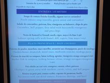 The set menu for dinner
