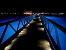 View of the island connector bridge at night 