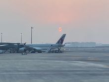 Hamad International Airport in the setting sun