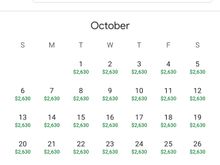 Premium economy pricing, October 2024 SHH-JFK