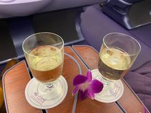 Pre-departure drinks with a flower