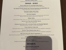 Dinner Menu
