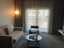 Direct entrance into the living room with sofabed