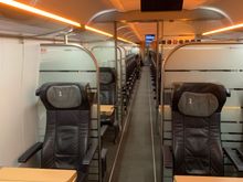 The first class carriage. Typical for an ICE4 with narrow, semi-comfortable seats that are not great for sleeping.