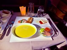 A selection from app trolley along with turmeric cauliflower soup. Everything delicious