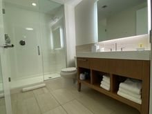 Good size bathroom with walk in shower.