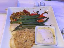 Macadamia crusted sea bass—tasty, but far too much “crust”