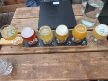 my flight order got messed up

I’d ordered #9 (nitro Feline) but the beertender poured #3 (raspberry); the server promptly brought the right one … I’m not usually big on nitro, but both this and the #14 Catnip were really good

Mrs767 got a taster of the #15 (Catnip DIPA), and liked it so much she ordered a full-size pour 