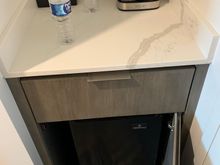 Small fridge and coffee station