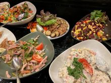 Evening spread at club lounge: Lots of salads 