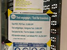 Hours and pricing of the PPT airport Covid testing center.