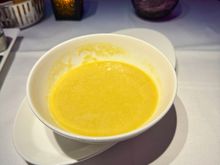 Corn and coriander soup - 9/10 but not sure why they didn’t use the usual plating. No amuse bouche as well.