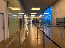 Passport booths in the distance - no queue for reasons that would become apparent