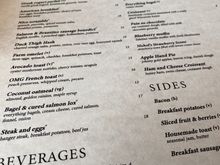 Breakfast menu at Nico. They were “out” of the Duck Thigh Hash.