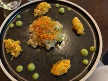 Stone Bass ceviche, mango, leche de tigre, sweet potato, avocado 349kcal
£18 