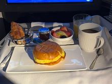 Breakfast before landing. Surprisingly excellent breakfast sandwich.