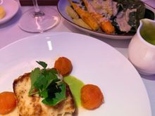 Black cod served with spinach salad. Delicious. (There was 1 other pax in F who had already selected the 1 lentils side that was loaded.)
