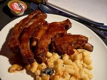 BBQ Pork Baby Back Ribs with truffle mac and cheese