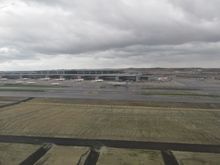 Just before touchdown at new IST - nasty weather!