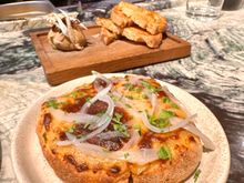 Welch rarebit flatbread.