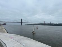 Looking out on the  river from the promenade leading to the Tower of Belem