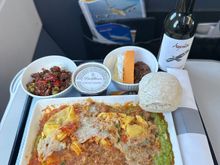 The pasta was tasty but I thought the starter was a bit bland and crunchy although the lime was good 