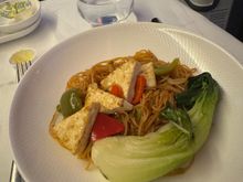 Main warm dish, glass noddles with tofu and veggies