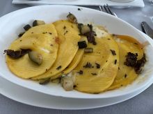 Pasta main; too dry due to lack of sauce. 
