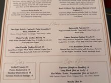 breakfast menu, pick one from each section