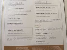 AA BA JFK Chelsea Lounge menu March 2025