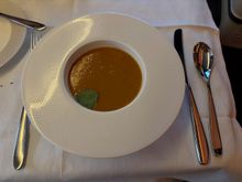 Red lentil soup papadum, coriander labneh 