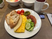 Breakfast varieties. Skip the omelet but everything else was good. 