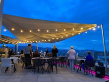 At night, the lights provide a comfy unpretentious ambiance: the sail can be retracted to enjoy the starry night or to cover from rain, you are allowed to smoke here 