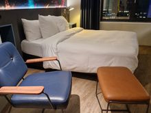 Lounge chair, bed.