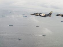 Swedish military aircraft returning from a high speed IKEA meatball delivery mission during BALTOPS 2020 