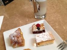 mini desserts and latte