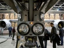 Standing in front of the main landing gear of a 752.