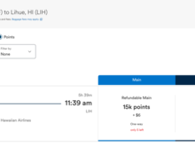 Departure time with Points search
