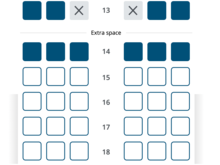 Different 7M8 seatmap, rows 12-14 and 19-20 Preferred. 15-18 are regular rows.