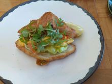 Smoked salmon scrambled egg croissant
