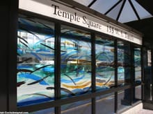 A photo of Salt Lake City's Temple Square Station. (Trax Blue and Green Lines)
