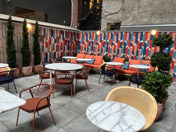 Outdoor space behind lobby