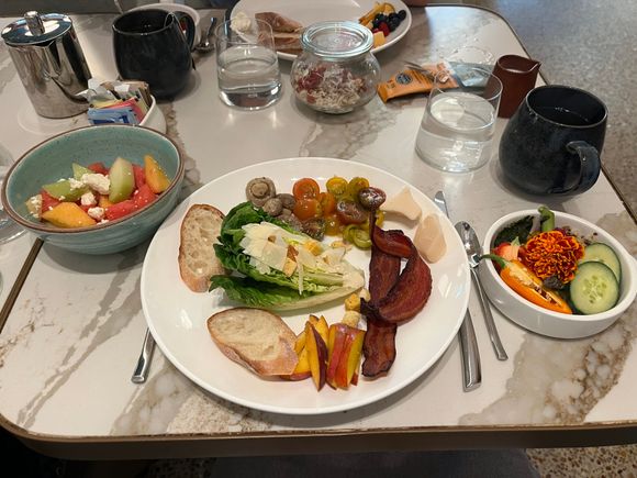 Selection of buffet items. 
