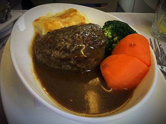 The steak was really good....pink in the middle and surprisingly tender.