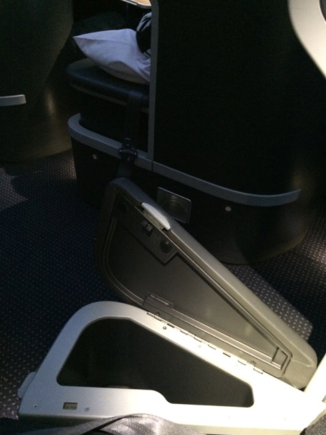 Aisle side arm-rest storage. 