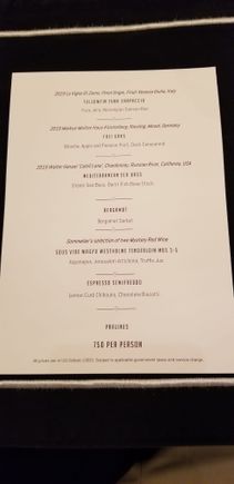 Private dining menu - Wine Aficionado at The Rock