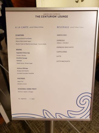 Breakfast menu